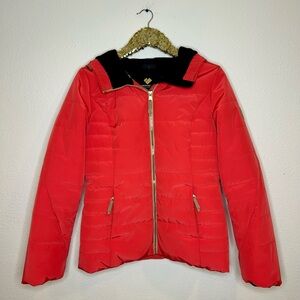 Obermeyer Aspen Resort Coral Puffer Ski Jacket with Gold Hardware 8